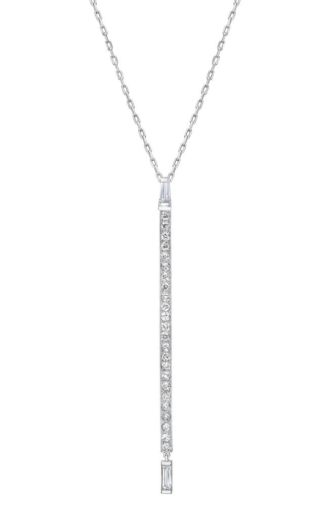 Mindi Mond Baguette Diamond Deco Bar Pendant Necklace in Platinum Cover