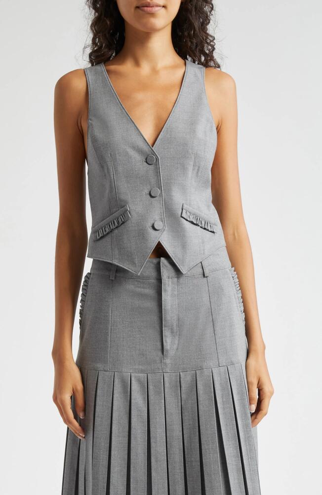 Cinq à Sept Bane Ruffle Trim Vest in Steel Grey Cover