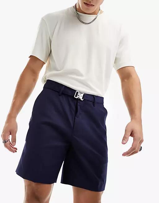 Sixth June oversized belted suit shorts in navy Cover