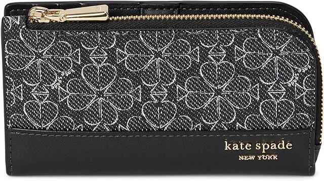 Kate Spade New York Spade Flower Coated Canvas Small Slim Bifold Wallet (Black Multi) Wallet Handbags Cover