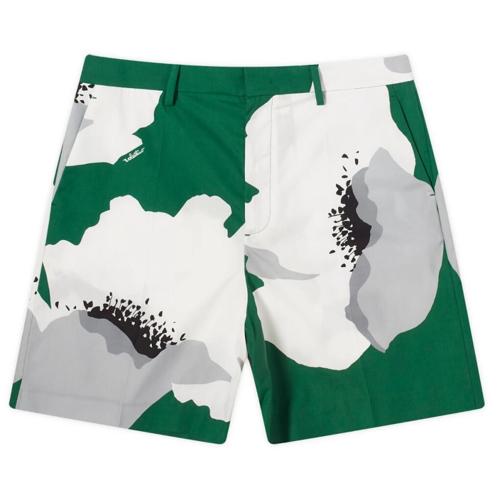 Valentino Men's Flower Portrait Short in Smeraldo/Grigio Cover