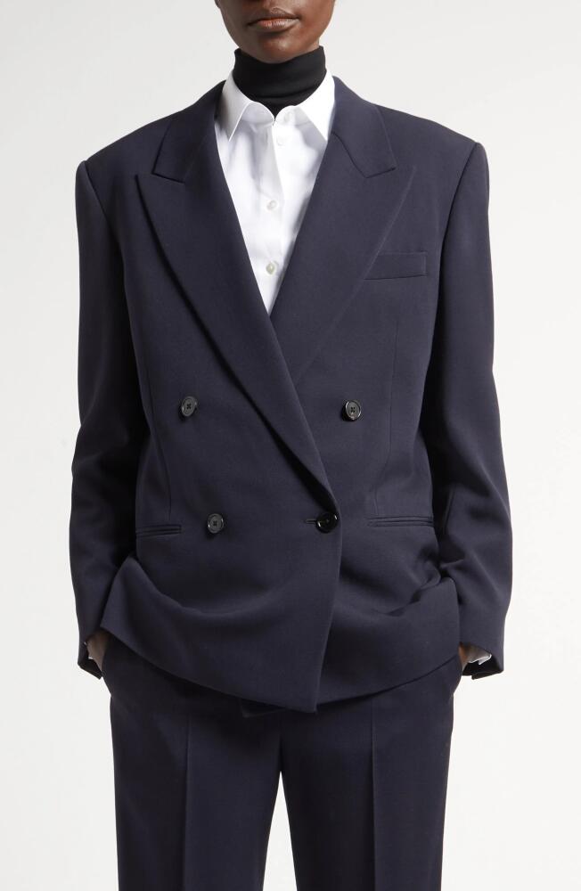 The Row Sandon Double Breasted Virgin Wool Blazer in Dark Navy Cover