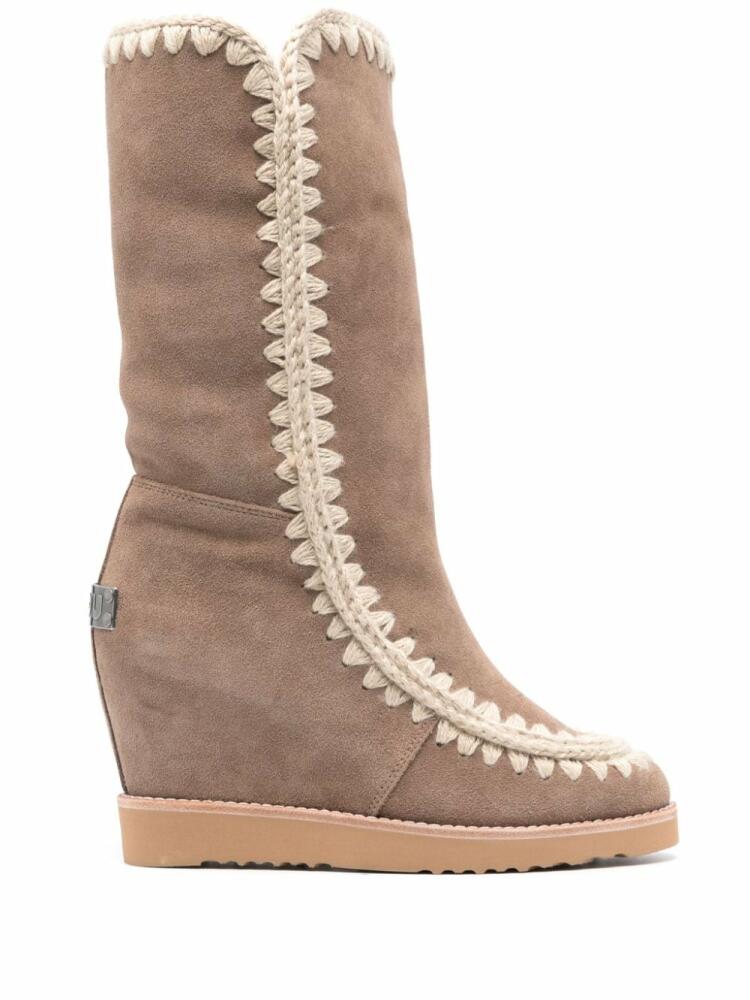 Mou French Toe 70mm wedge boots - Neutrals Cover