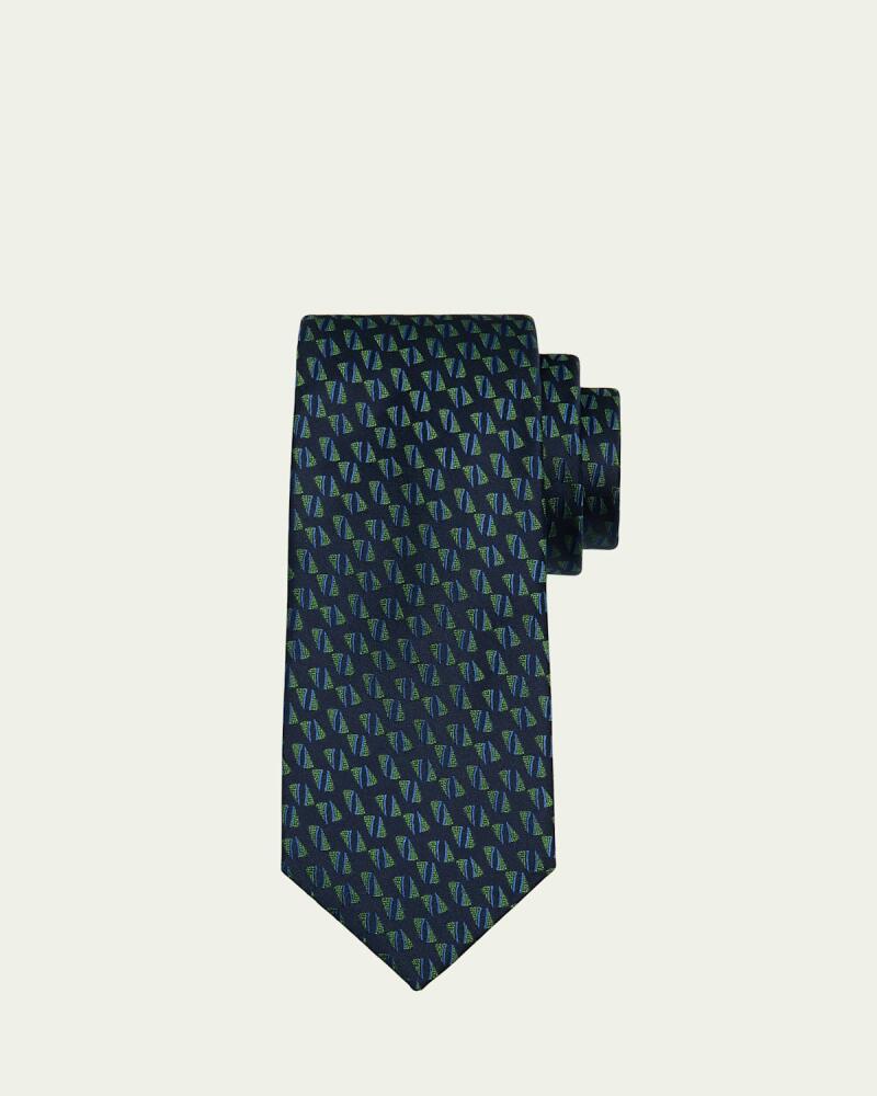 Charvet Men's Diamond Stripe Silk Tie Cover