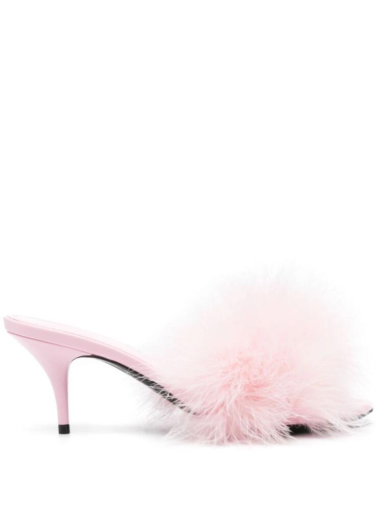 Balenciaga Boudoir 70mm feather mules - Pink Cover