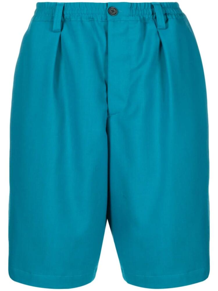 Marni pleated virgin wool bermuda shorts - Blue Cover