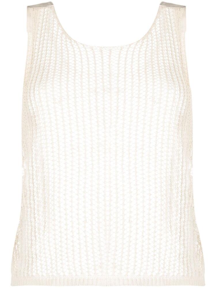 Heron Preston open-knit cotton tank top - White Cover