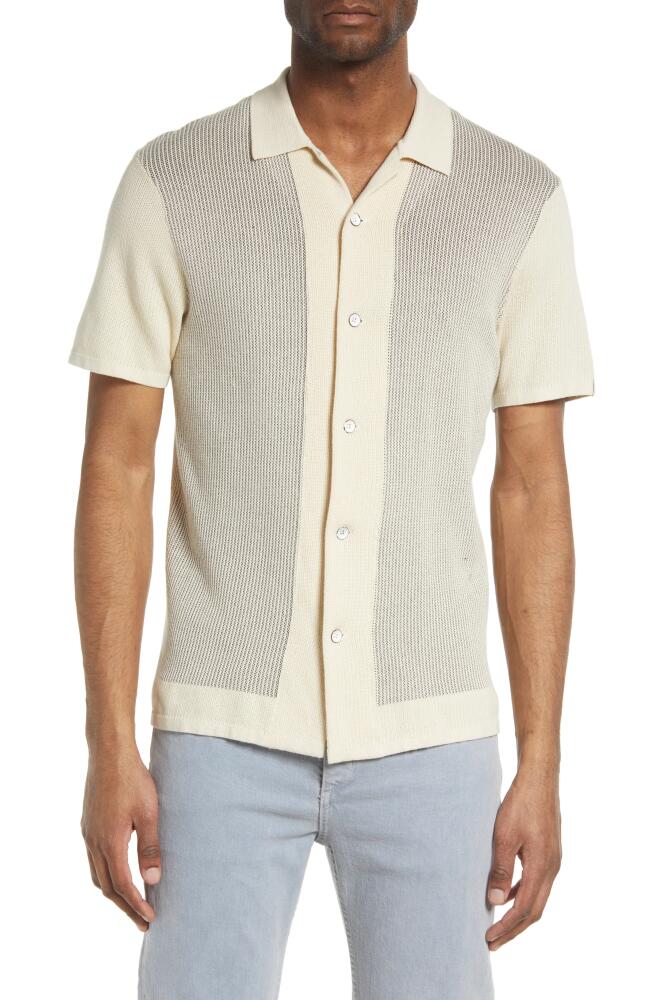 rag & bone Harvey Short Sleeve Knit Button-Up Camp Shirt in Ivory Cover