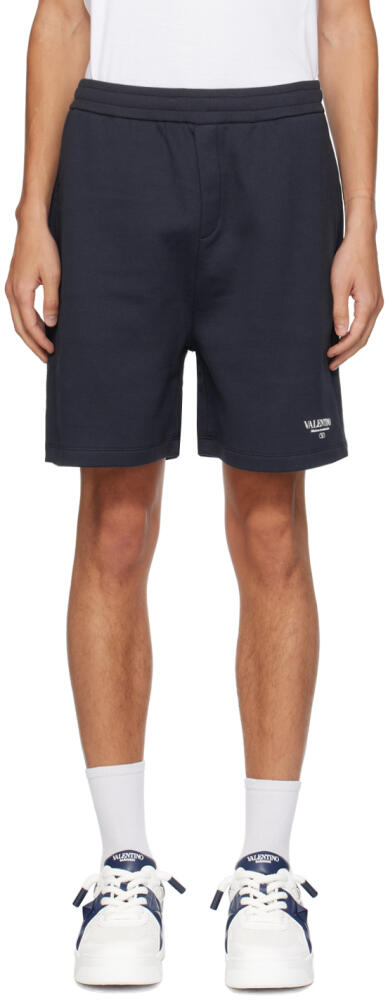 Valentino Navy Logo-Printed Shorts Cover