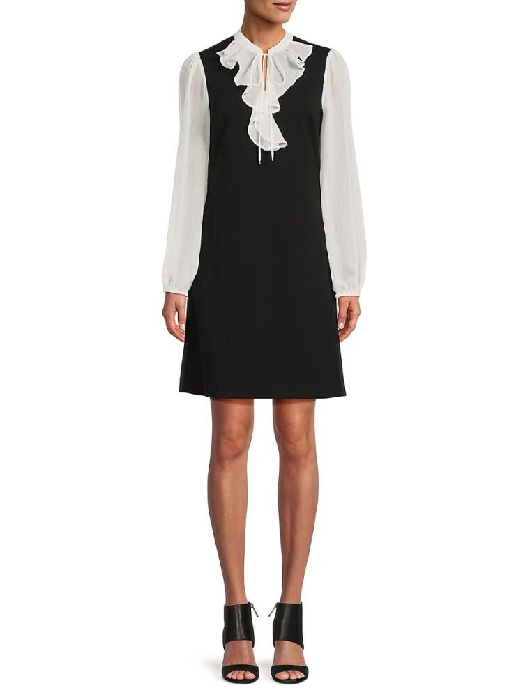 Tommy Hilfiger Women's Ruffle Mini A Line Dress - Black Ivory Cover