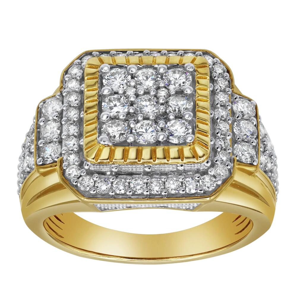 LuvMyJewelry Bigg Boss 14K Yellow Gold Diamond Men Statement Ring - 2.04ct. Cover