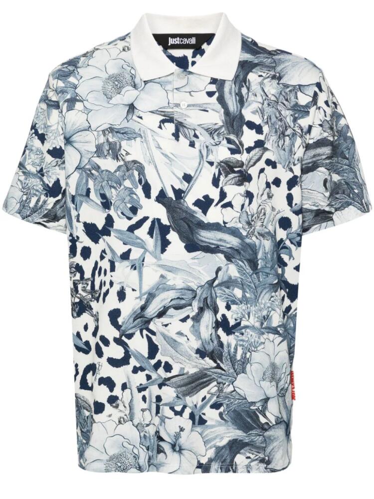 Just Cavalli floral-print cotton polo shirt - Blue Cover