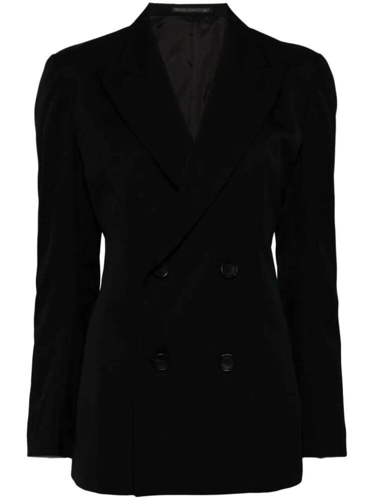 Yohji Yamamoto pleat-detail double-breasted blazer - Black Cover