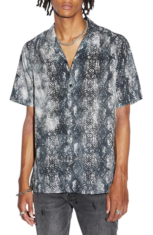 Ksubi Mamba Snakeskin Print Camp Shirt in Black Cover