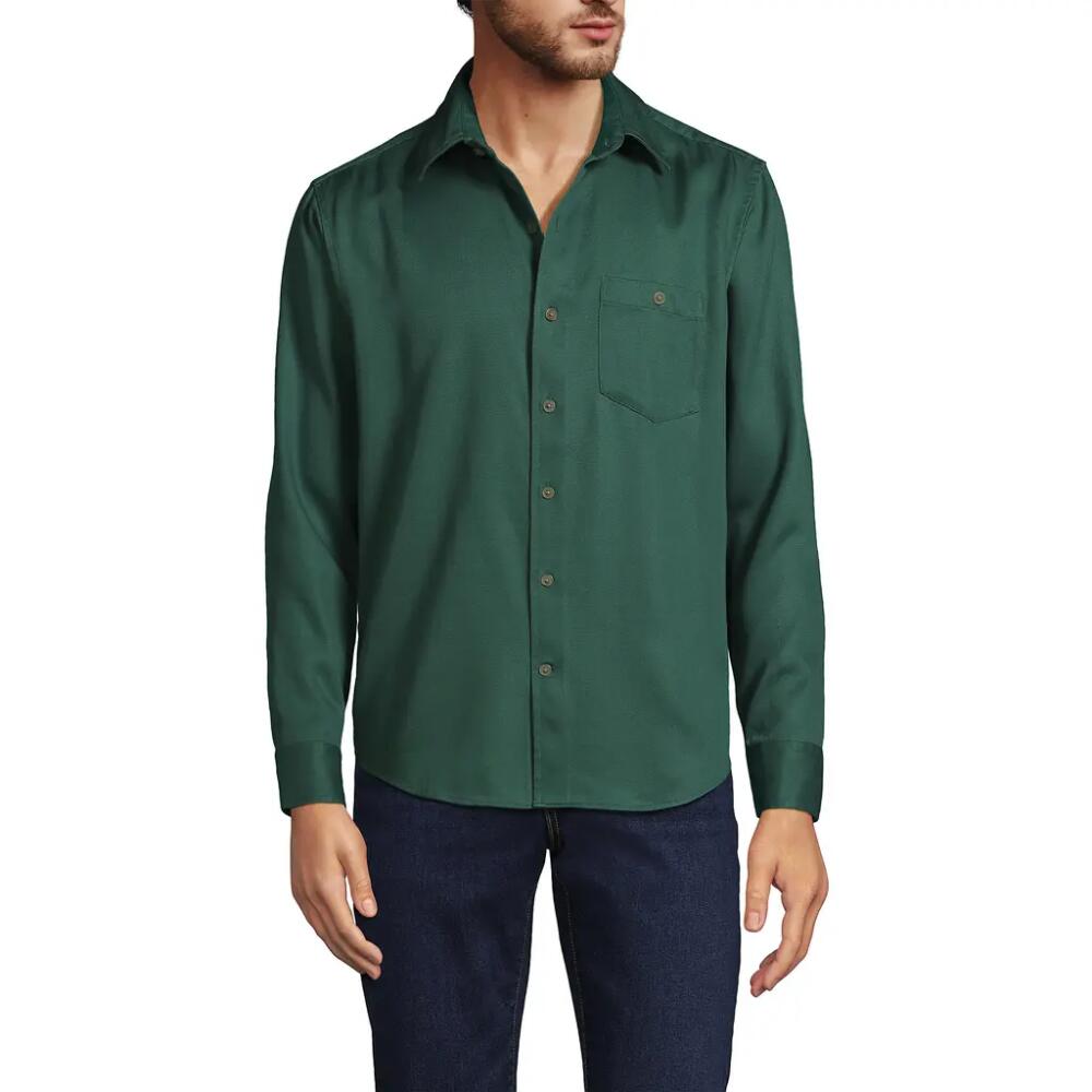 Lands' End Relaxed Twill Shirt in Washed Evergreen Cover