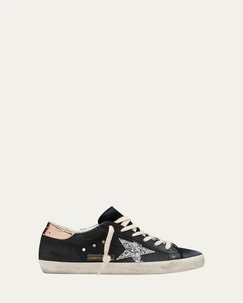 Golden Goose Superstar Net Leather Glitter Low-Top Sneakers Cover