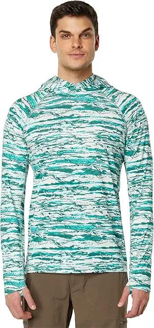 L.L.Bean Swift River Cooling Hooded Printed Rashguard (Deep Azure Ascent) Men's Swimwear Cover