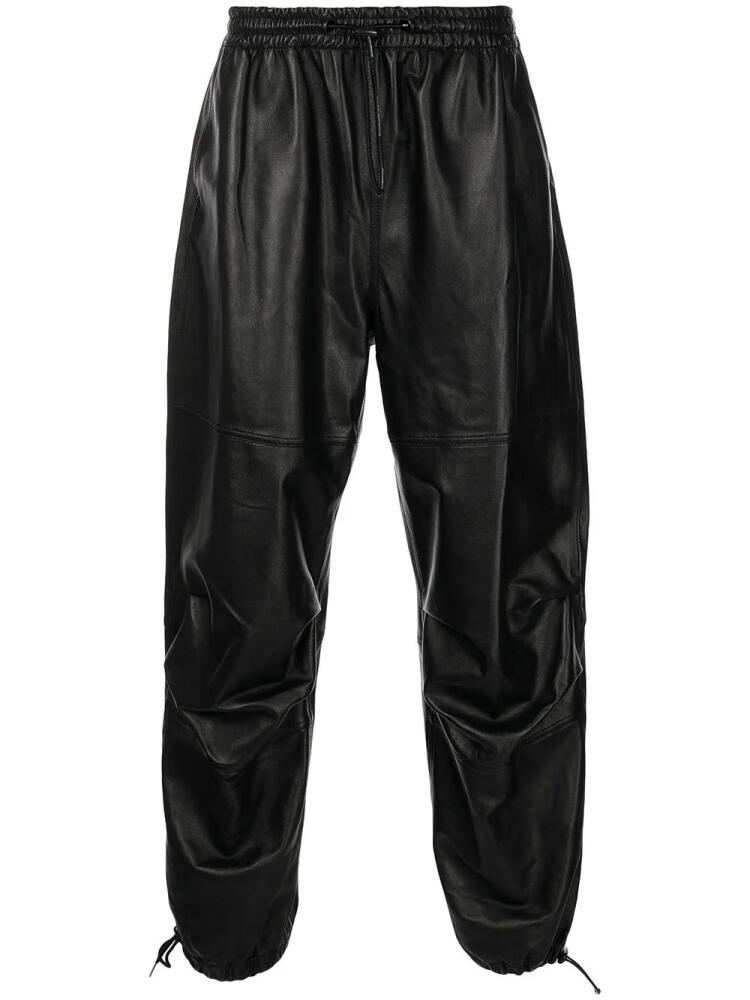 Alexander Wang wide-leg lambskin track pants - Black Cover