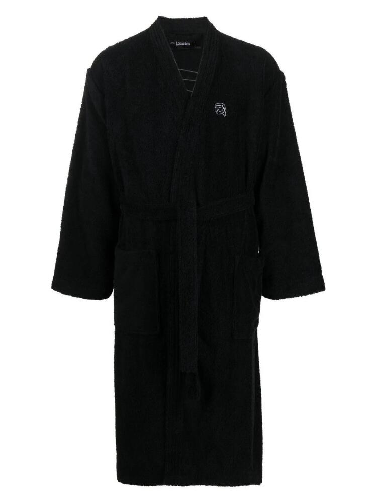 Karl Lagerfeld Ikonik embroidered bath robe - Black Cover