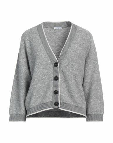 Peserico Easy Woman Cardigan Light grey Merino Wool, Cashmere, Cotton, Polyamide, Alpaca wool Cover