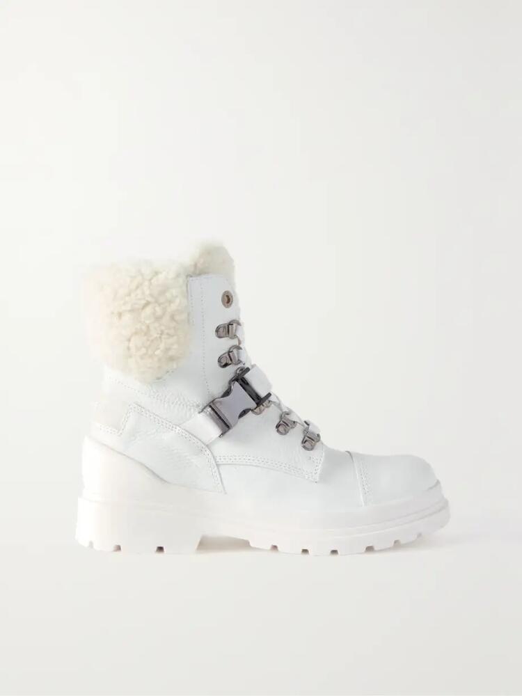 Bogner - St. Moritz Buckled Shearling-lined Textured-leather Ankle Boots - White Cover