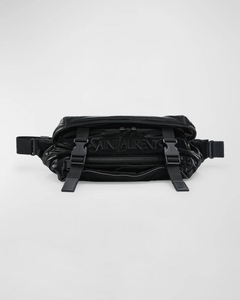 Saint Laurent Men's Logo Crossbody Bag in Silktech Canvas Cover