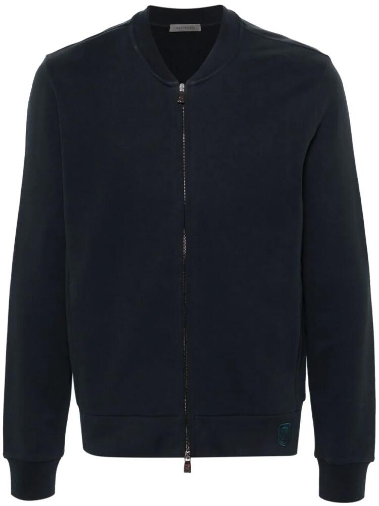 Corneliani logo-patch cotton bomber jacket - Blue Cover