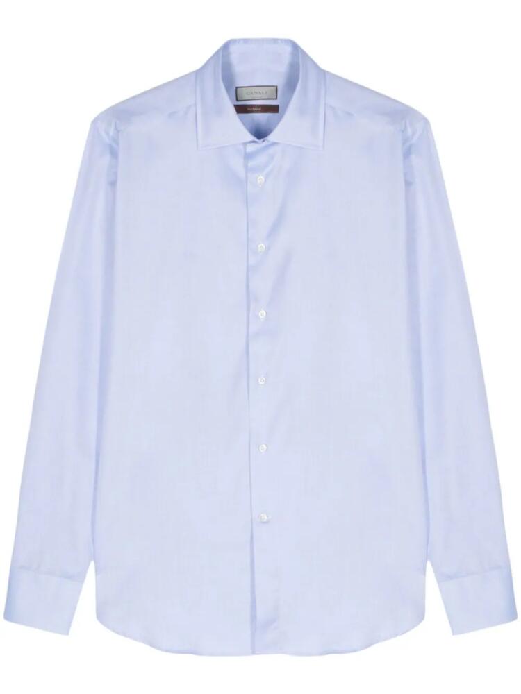 Canali patterned-jacquard cotton shirt - Blue Cover