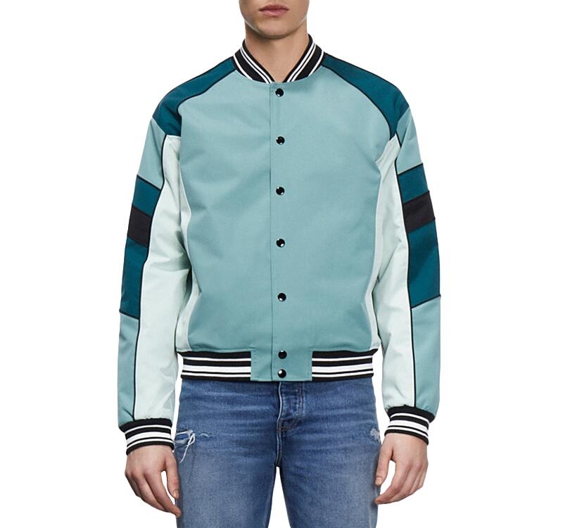 The Kooples Color Blocked Snap Front Varsity Jacket Cover