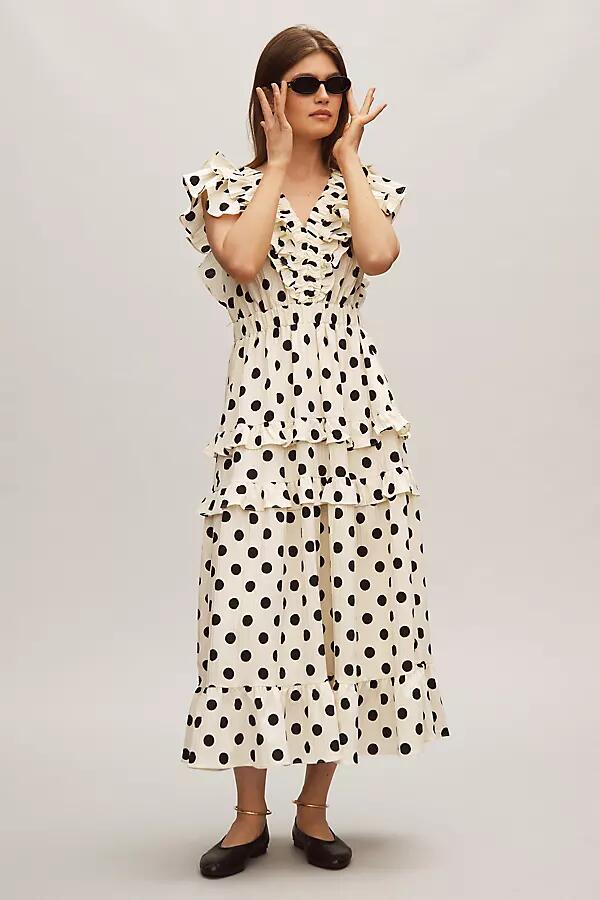 English Factory Ruffled Polka Dot Midi Dress Cover