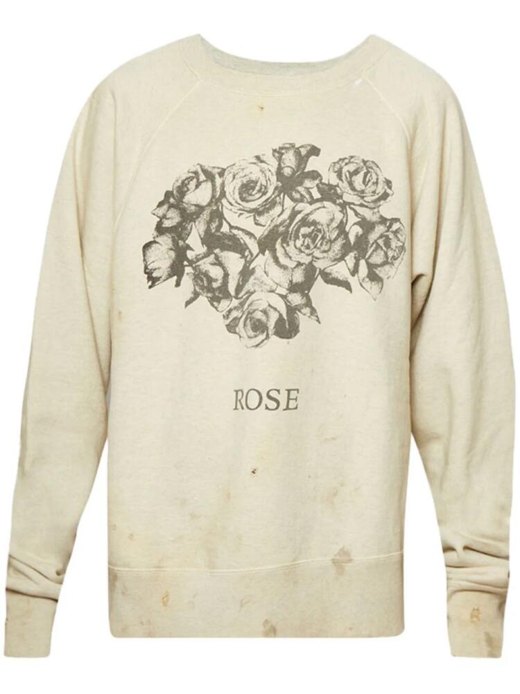 SAINT MXXXXXX Rose-print crew-neck sweatshirt - Neutrals Cover