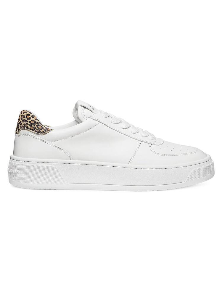 Stuart Weitzman Women's Courtside Leather Low Top Sneakers - White Leopard Cover