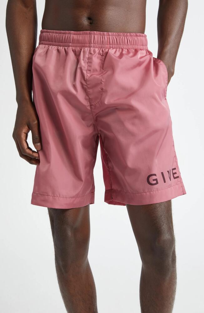 Givenchy Long Nylon Swim Trunks in Old Pink Cover