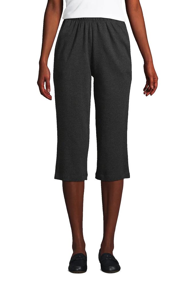 Lands' End Sport Knit High Rise Elastic Waist Capri Pants in Dark Charcoal Heather Cover