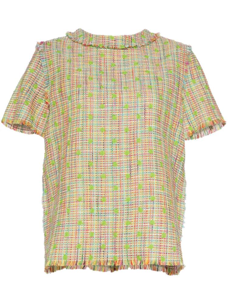 Isabel Sanchis short-sleeve tweed top - Green Cover