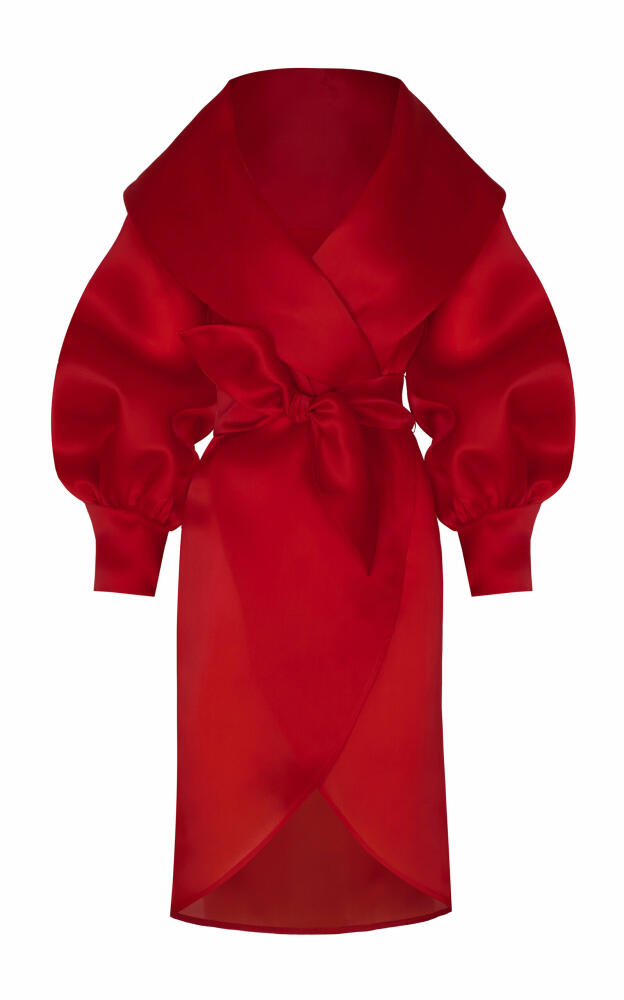 Andres Otalora - Encanto Colonial Silk Organza Midi Wrap Dress - Red Cover