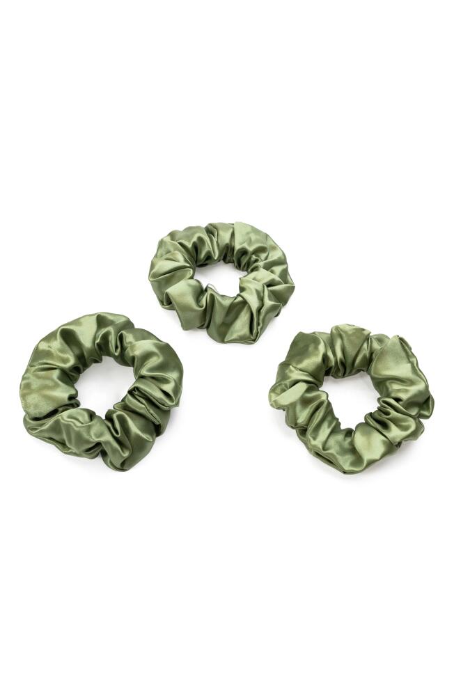 BLISSY 3-Pack Silk Scrunchies in Olive Cover