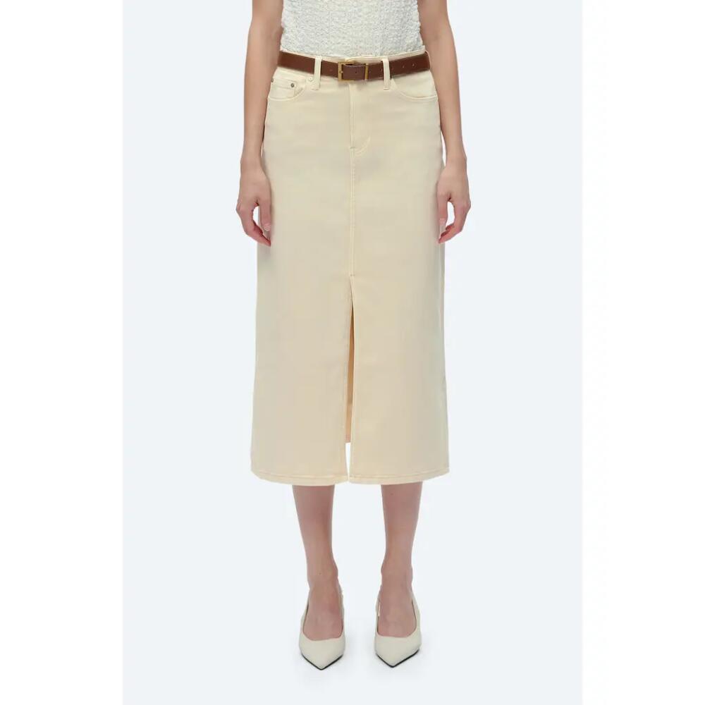 Bayeas Lila Slit Hem Denim Midi Skirt in Beige Cover