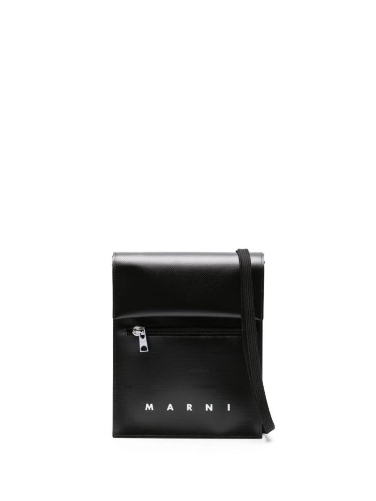 Marni logo-print press-stud fastening shoulder bag - Black Cover