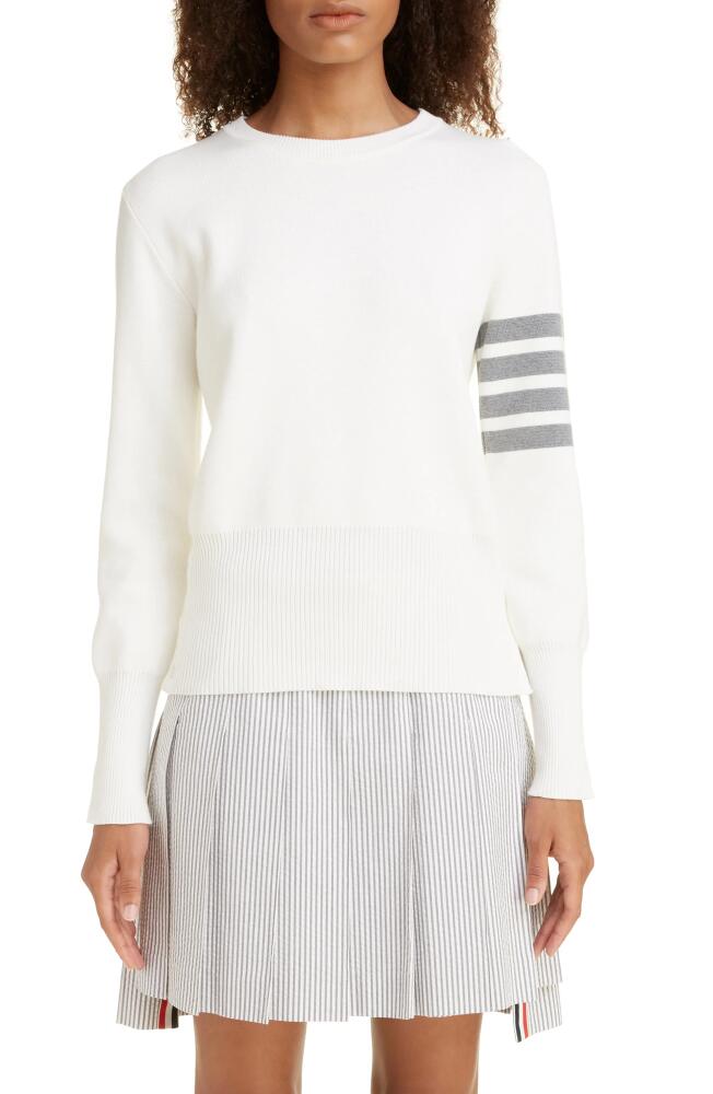 Thom Browne 4-Bar Cotton Sweater in White Cover