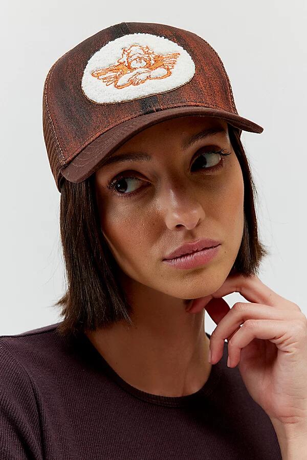 Boys Lie Up In Flames Trucker Hat in Brown/Orange Cover