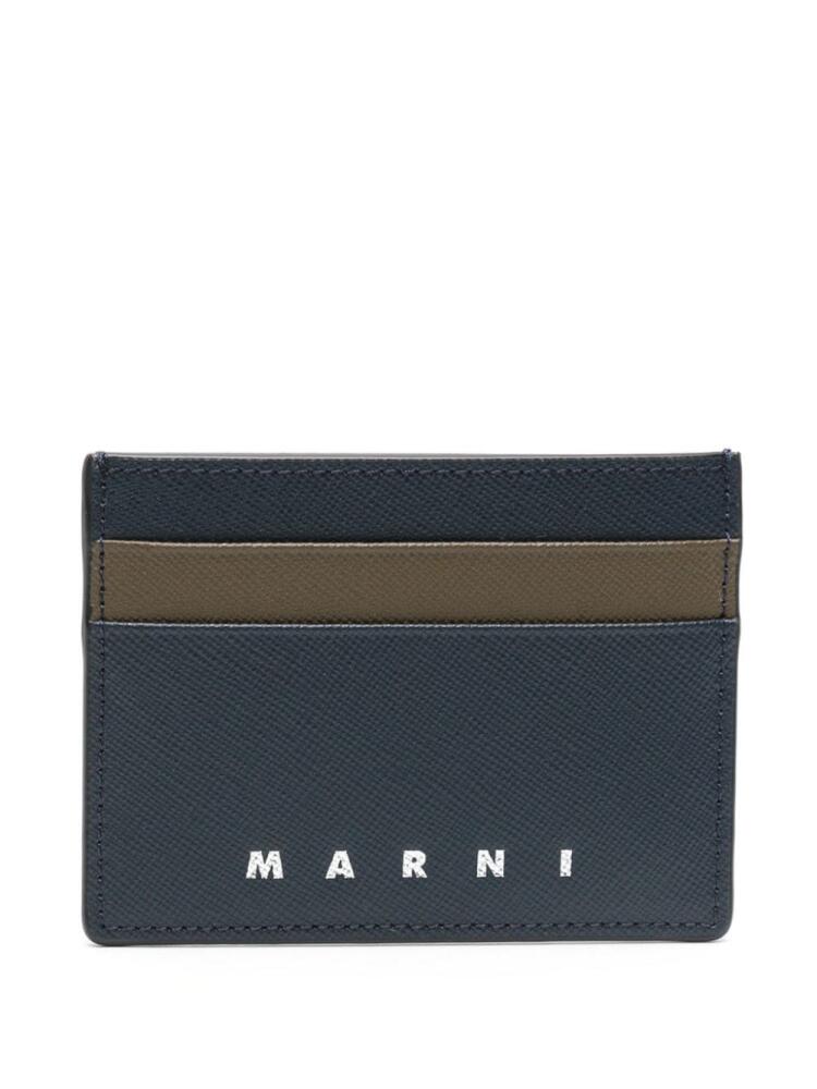 Marni logo-debossed leather cardholder - Blue Cover