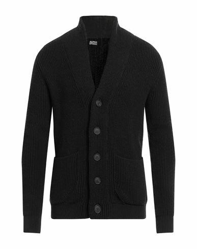 Alpha Studio Man Cardigan Black Cotton, Flax Cover