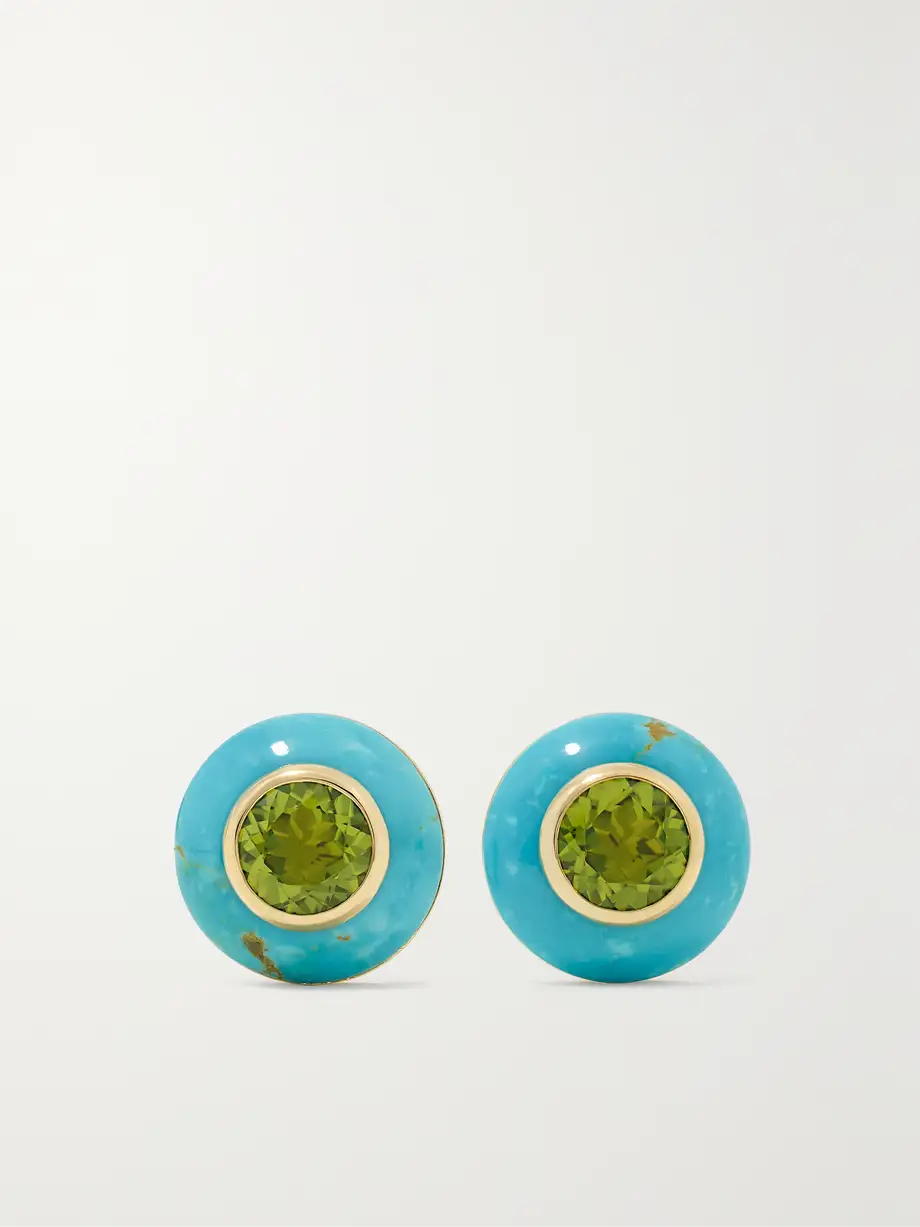 Emily P. Wheeler - + Net Sustain Bernadette Button 18-karat Recycled Gold, Peridot And Turquoise Earrings - Blue Cover