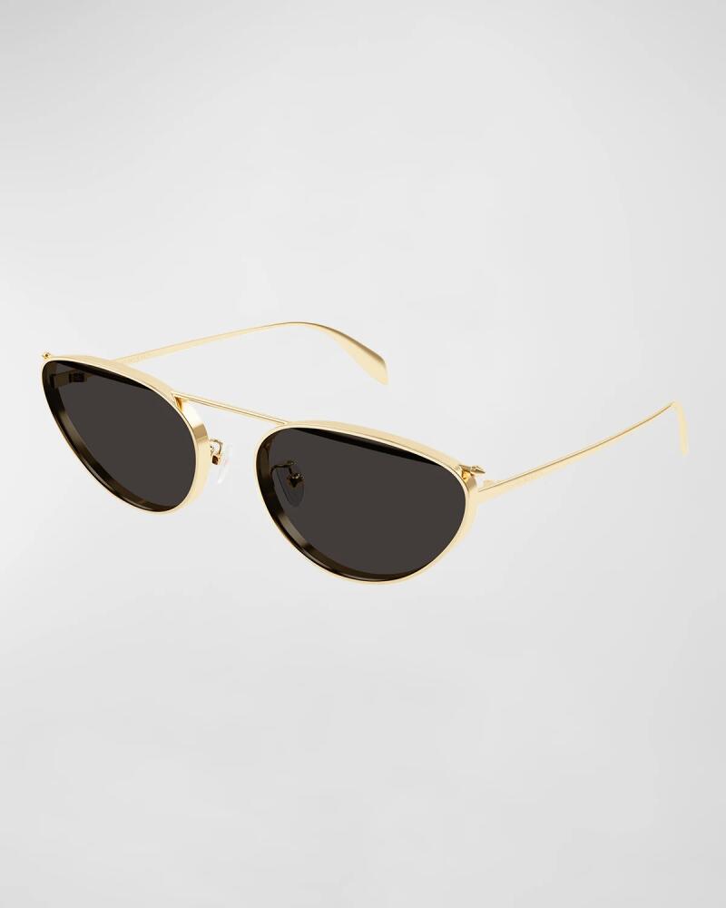 Alexander McQueen Studded Metal Cat-Eye Aviator Sunglasses Cover