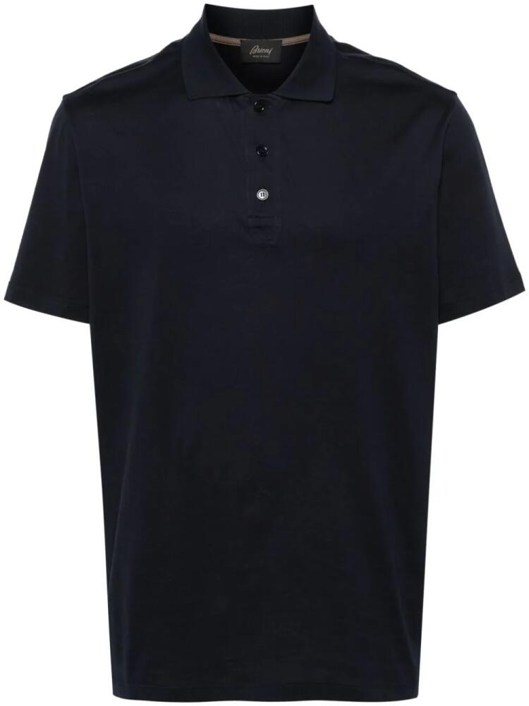 Brioni ribbed cotton polo shirt - Blue Cover