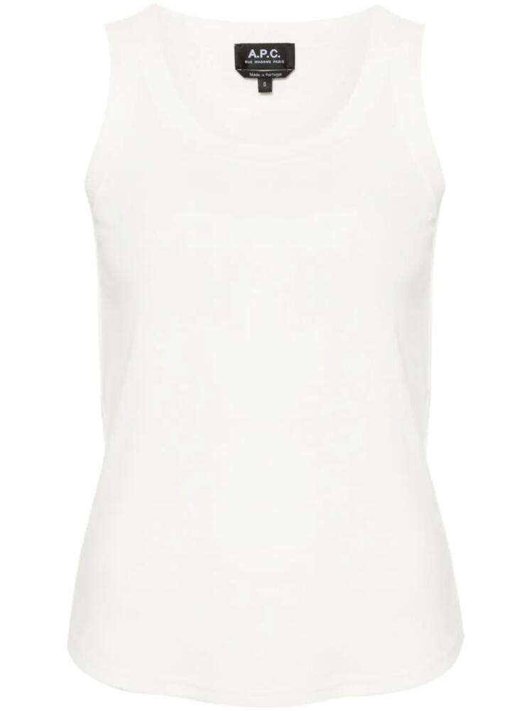 A.P.C. logo-appliqué cotton tank top - White Cover