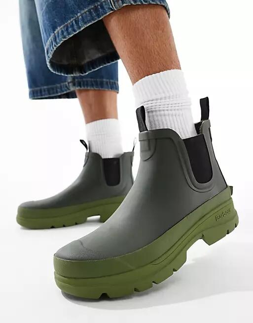 Barbour x ASOS Midhurst chunky rain boots in olive-Green Cover