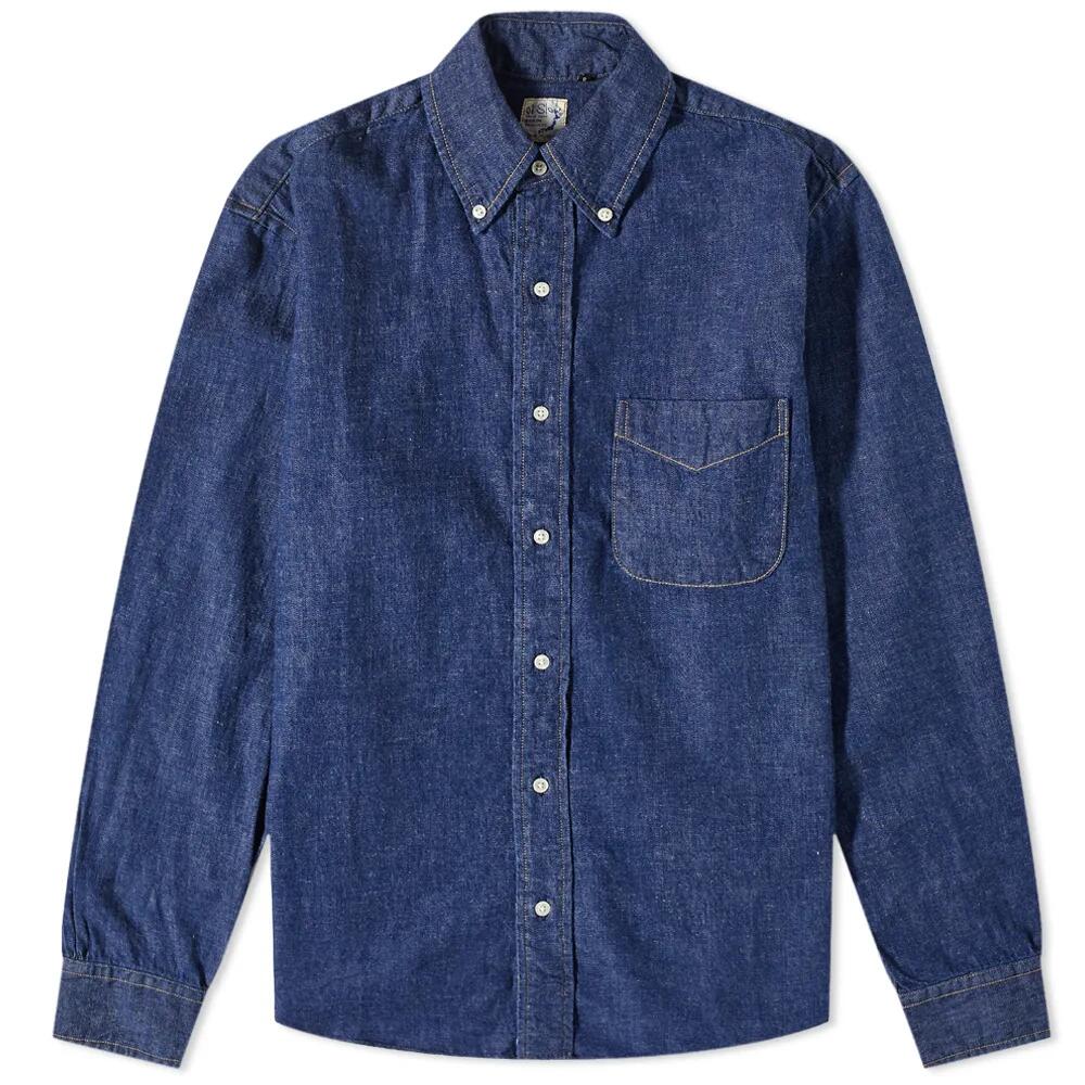 orSlow Men's Button Down Denim Shirt in One Wash Cover