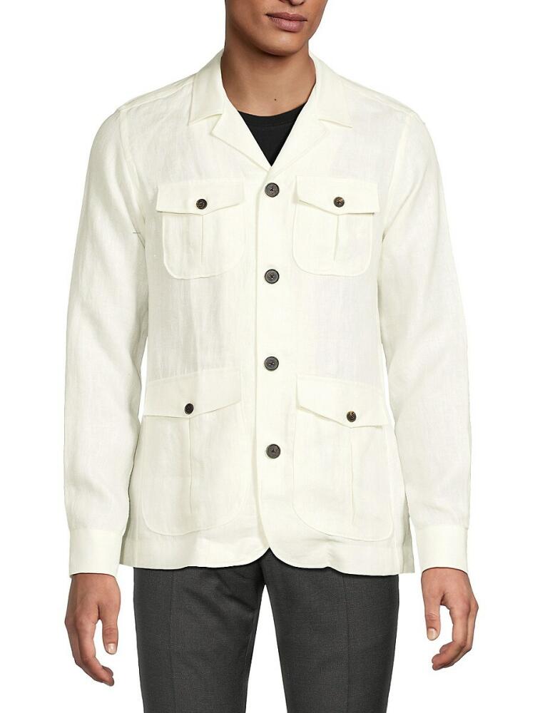 Emanuel Berg Men's Linen Button Down Shirt - Off White Cover